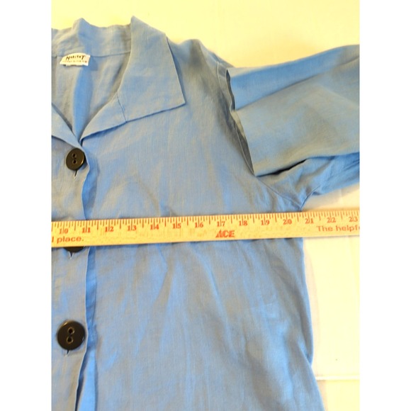 Habitat Clothes To Live In Shirt M 100% Linen Blue Button Up Relaxed Polished - Picture 7 of 8